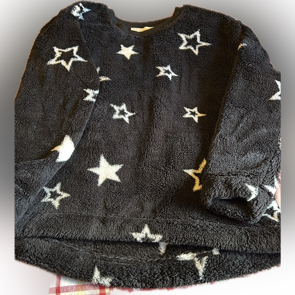 NWT Loft Star Print Faux Shearling Sweatshirt Medium